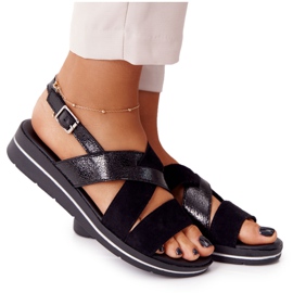 Sandales en Daim Sergio Leone SK039 Noir et Argent