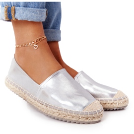 Espadrilles En Cuir Sur Une Semelle Tressée Big Star HH274504 Argent