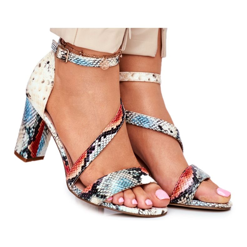 Sandales Pour Femmes À Talons Hauts Sergio Leone Serpent Rouge SK870 beige multicolore