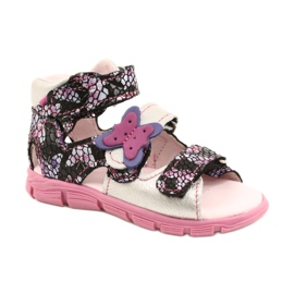 Mazurek Sandales en cuir des filles Haute préventive 291 avec un papillon argent