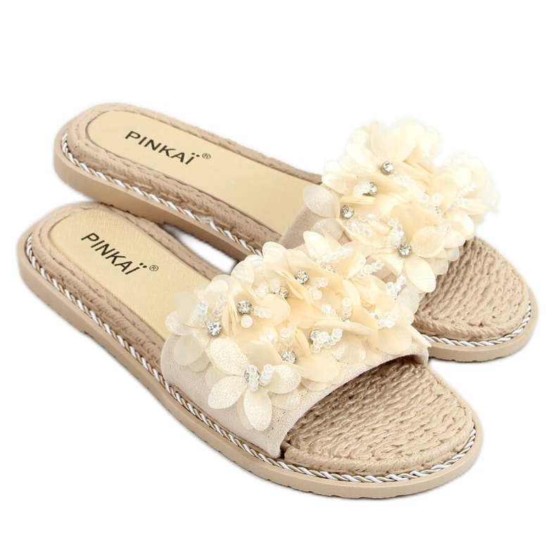 Chaussons à fleurs beiges LS003 Beige Chaussons à fleurs beiges LS003 Beige