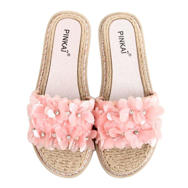 Chaussons à fleurs roses LS003 Rose