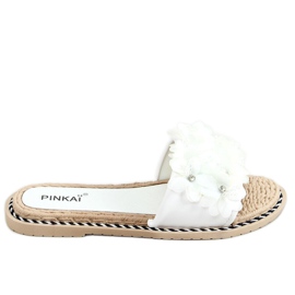 Blanc LS003 Chaussons fleurs blanches
