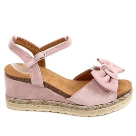 Espadrilles compensées avec un nœud rose YL92 Rose