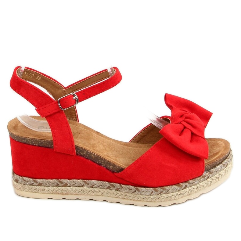 Espadrilles compensées avec nœud, rouge YL92 Red