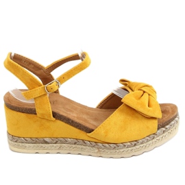 Espadrilles compensées avec nœud en miel YL92 Jaune