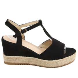 Espadrilles noires sur compensées WX-08 Noir