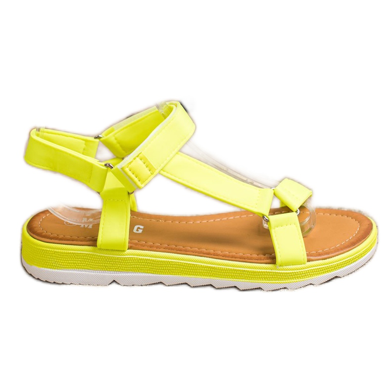 SHELOVET Sandales à la mode avec velcro jaune