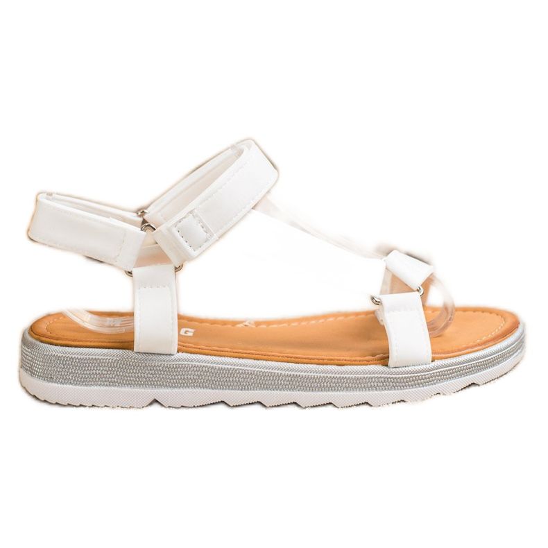 SHELOVET Sandales à la mode avec velcro blanche