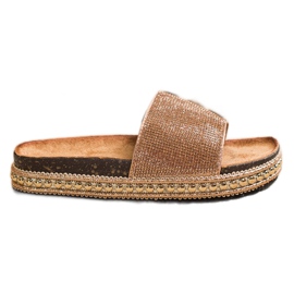 SHELOVET Pantoufles De Cristal De Mode doré