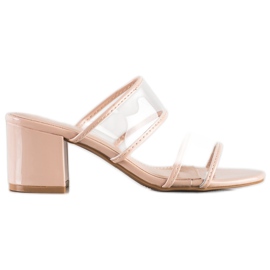 Small Swan Pantoufles Avec Bandes Transparentes beige