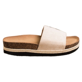 SHELOVET Pantoufles En Daim Sur La Plateforme beige