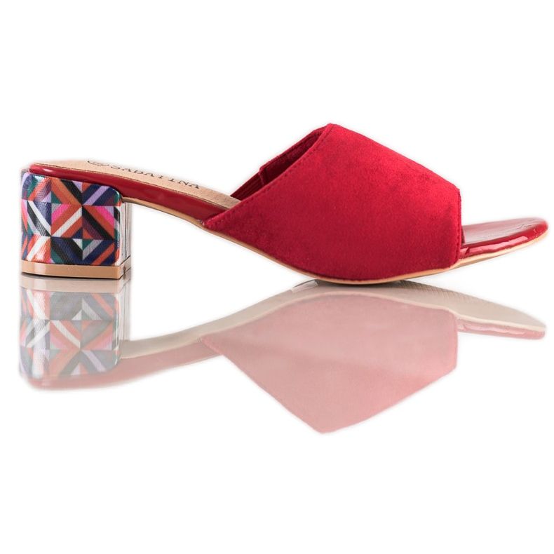 Sabatina Pantoufles à talons à motifs rouge