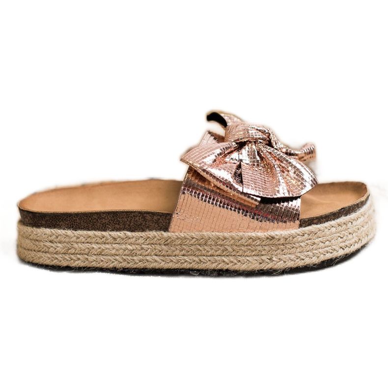 SHELOVET Pantoufles Brillantes Avec Un Noeud d'or