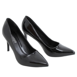 Escarpins sur talon laqué noir 3963 Noir le noir