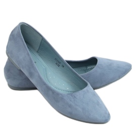 Bleu CC212P Ballerines en daim lisse bleu