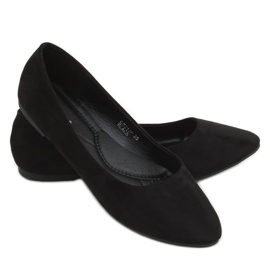 Noir CC212P Ballerines en daim lisse noir