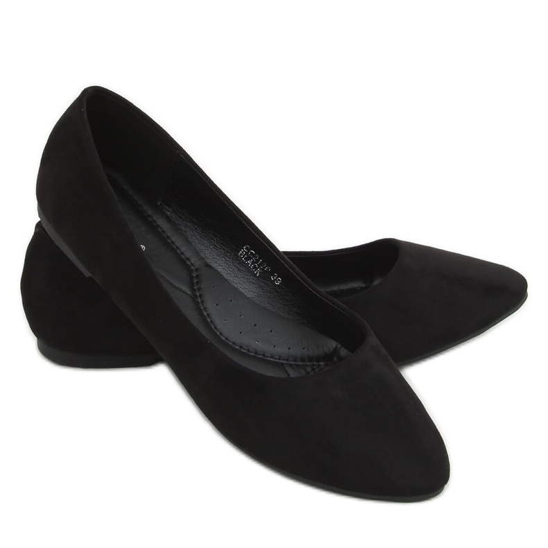 Noir CC212P Ballerines en daim lisse noir le noir