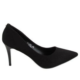 Talons hauts noirs sur un talon confortable LL-88p Noir le noir