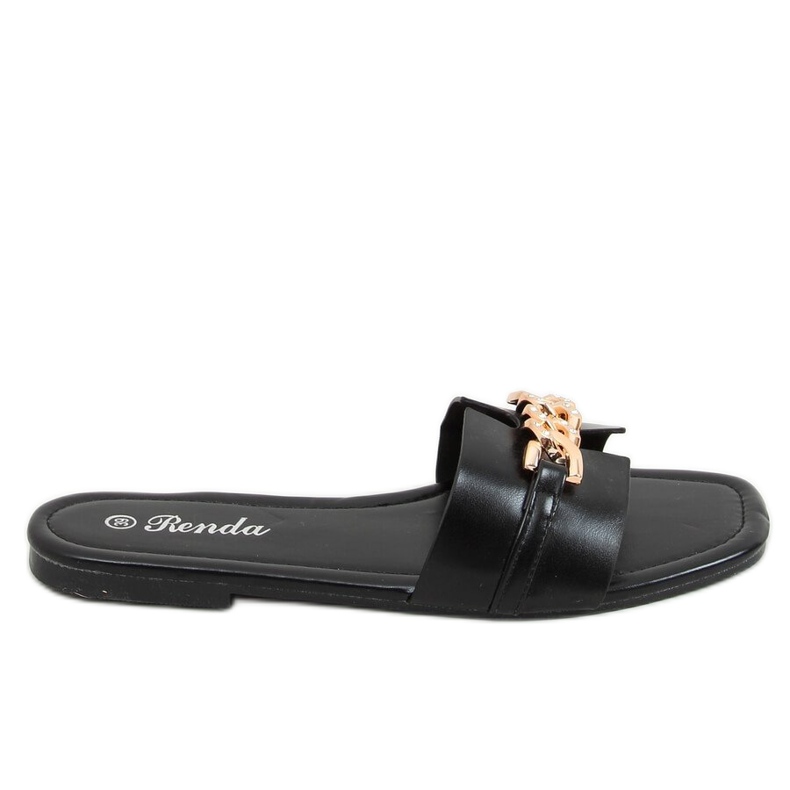 Chaussons noirs avec chaîne décorative 35-230 Noir le noir
