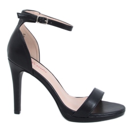 Noir S-835 Sandales noires sur talon haut