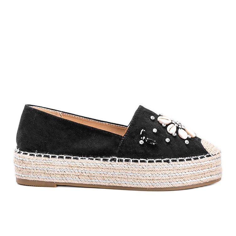 Espadrilles noires sur la semelle épaisse de Mme Nicki le noir
