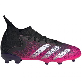 Chaussures de foot Adidas Predator Freak.3 Fg Jr FW7530 blanc, noir, rose le noir