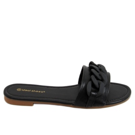 Chaussons Noirs avec une chaîne 7857 Noir