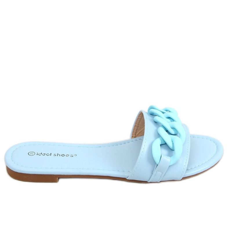 Chaussons bleus avec une chaîne 7857 Bleu