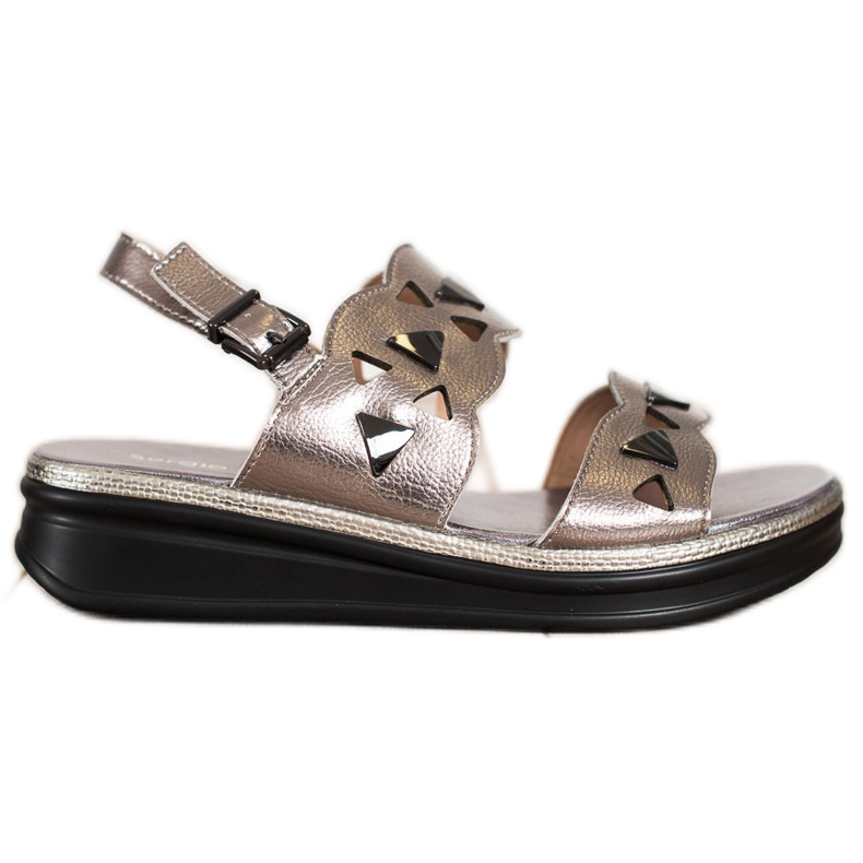 Sandales argentées sur la plateforme Sergio Leone