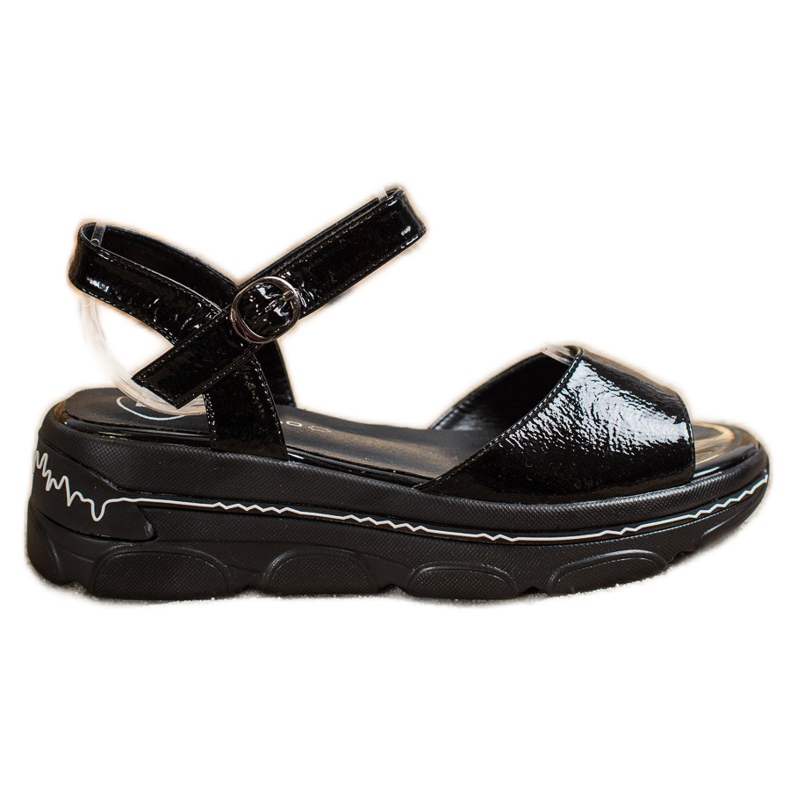 Filippo Sandales Laquées Sur La Plateforme le noir