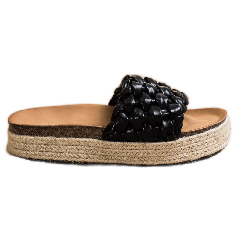 SHELOVET Tongs Espadrilles Tressées le noir