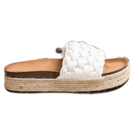 SHELOVET Tongs Espadrilles Tressées blanc