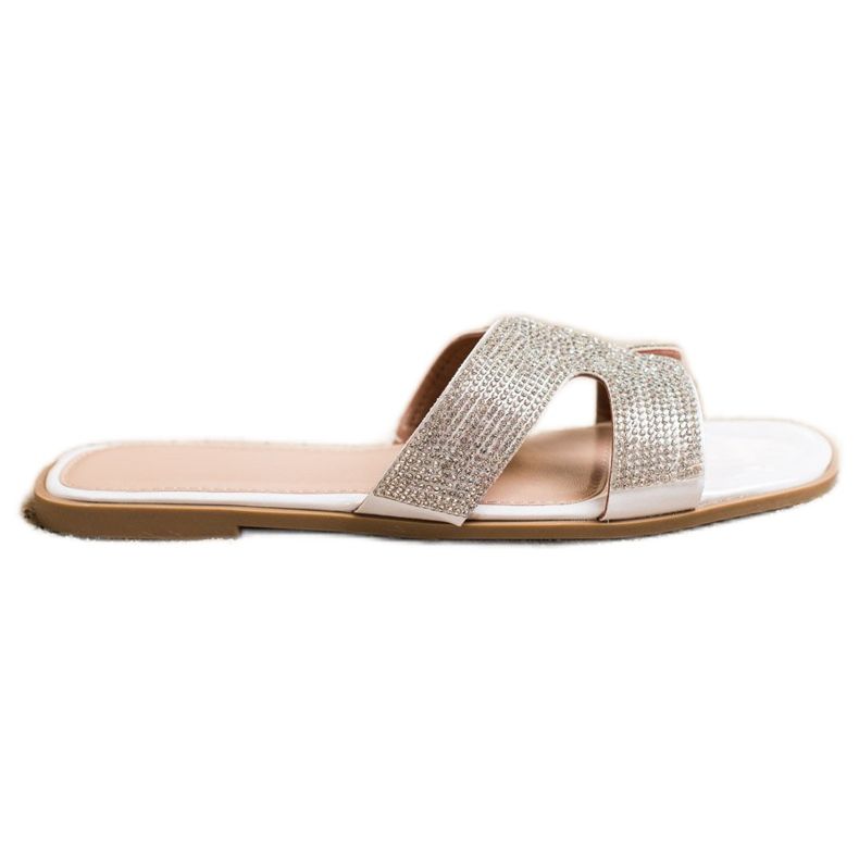 SHELOVET Pantoufles élégantes avec zircone cubique blanche