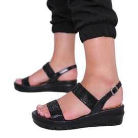 Sandales compensées noires Sweet Rasp