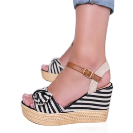 Sandales compensées noires et blanches à nœud Holiday Vibes