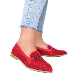 Mocassins Juliette en éco daim rouge