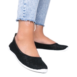 Ballerines en tissu noir à motif ajouré Rylee
