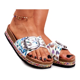 Pantoufles Femme Big Star Motif Métallique DD274127 blanc violet argent vert