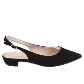 Noir MM-801 Ballerines noires à talon ouvert