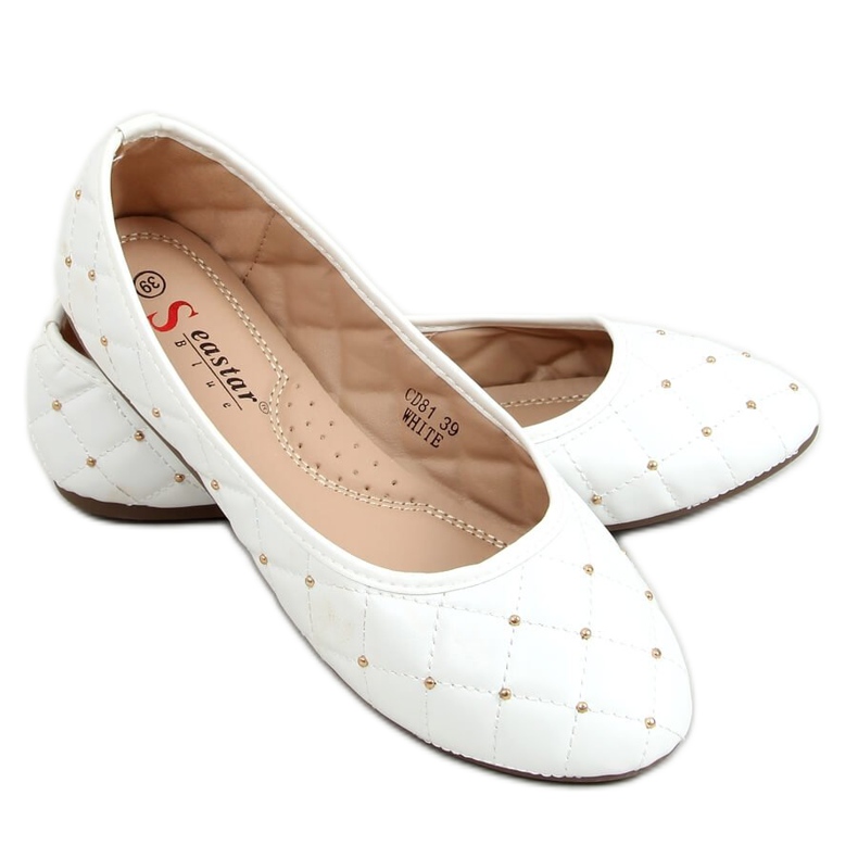 Blanc CD81P Ballerines chanelki blanches