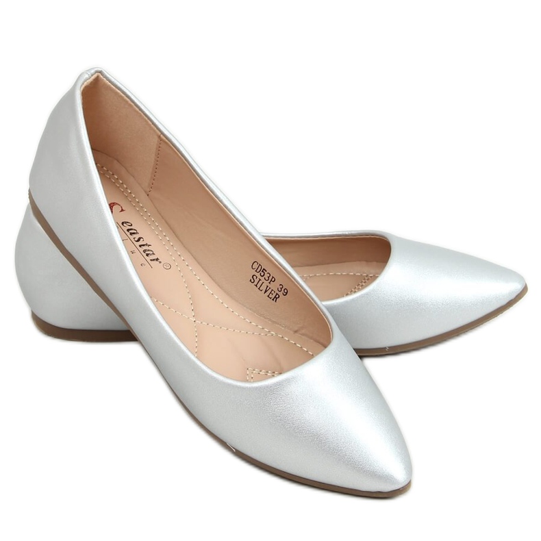 Ballerines à bouts en amande argent CD53P Argent