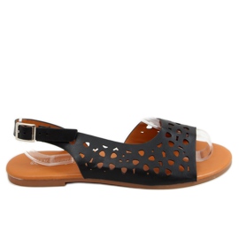 Sandales noires asymétriques ajourées HY23-13 Noir