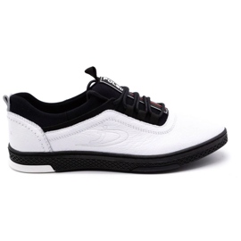 Polbut Chaussures casual en cuir pour hommes K24 blanches avec dessous noir le noir