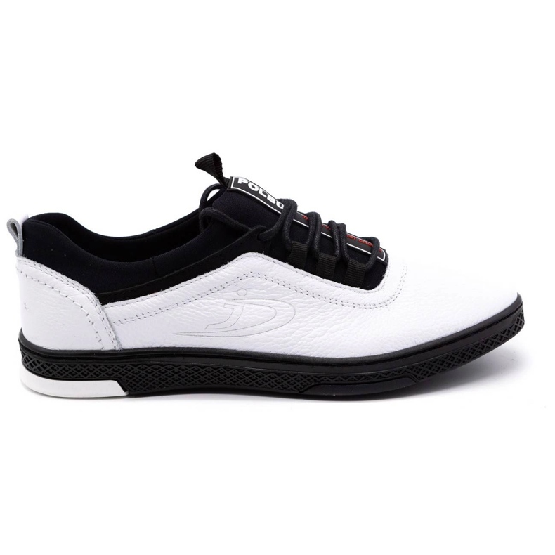 Polbut Chaussures casual en cuir pour hommes K24 blanches avec dessous noir le noir