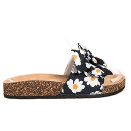 SHELOVET Pantoufles À La Mode Avec Des Fleurs le noir