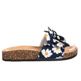 SHELOVET Pantoufles À La Mode Avec Des Fleurs bleu marine