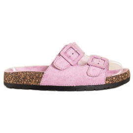 SHELOVET Pantoufles Confortables Avec Boucles violet rose