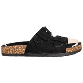 SHELOVET Pantoufles Confortables Avec Boucles le noir