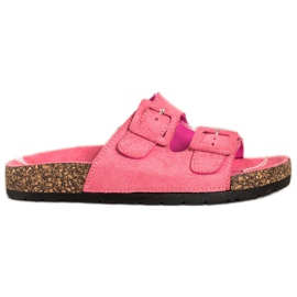 SHELOVET Pantoufles Confortables Avec Boucles rose